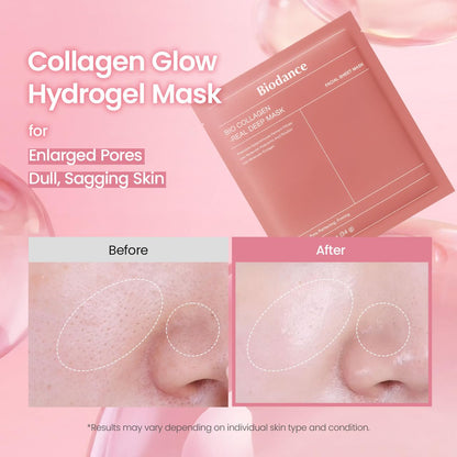 Bio-Collagen Real Deep Mask, Hydrating Overnight Hydrogel Mask, Pore Minimizing, Elasticity, Plumping Improvement, Korean Skin Care, Gifts for Women | 1.19Oz(34G) X 4Ea